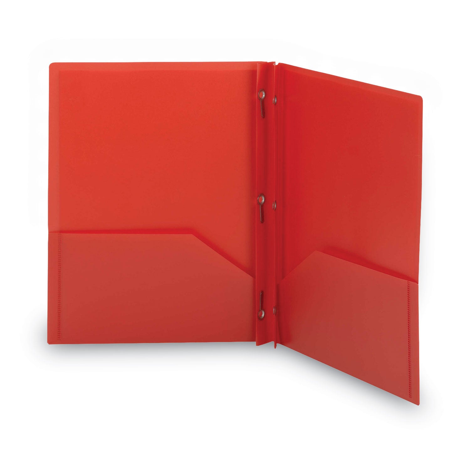Poly Two-Pocket Folder with Fasteners, 180-Sheet Capacity, 11 x 8.5, Red, 25/Box - 