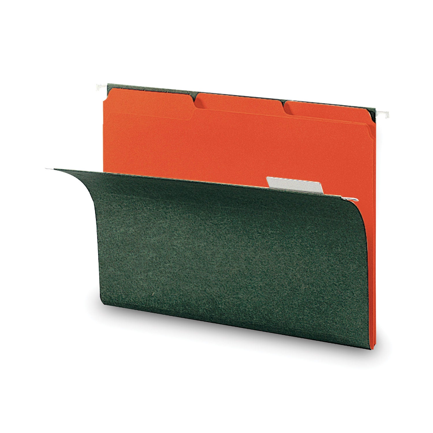 Interior File Folders, 1/3-Cut Tabs: Assorted, Letter Size, 0.75" Expansion, Orange, 100/Box - 