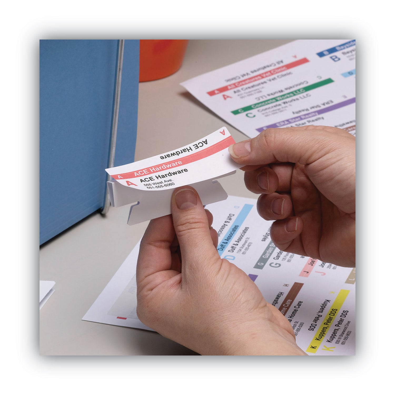 Viewables Hanging Folder Tabs and Labels, Quick-Fold Tabs with Labels, 1/3-Cut, White, 3.5" Wide, 45/Pack - 
