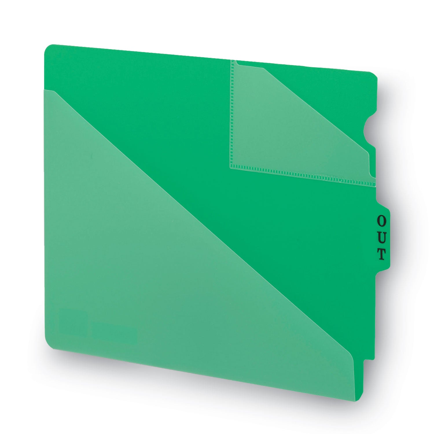 End Tab Poly Out Guides, Two-Pocket Style, 1/3-Cut End Tab, Out, 8.5 x 11, Green, 50/Box - 