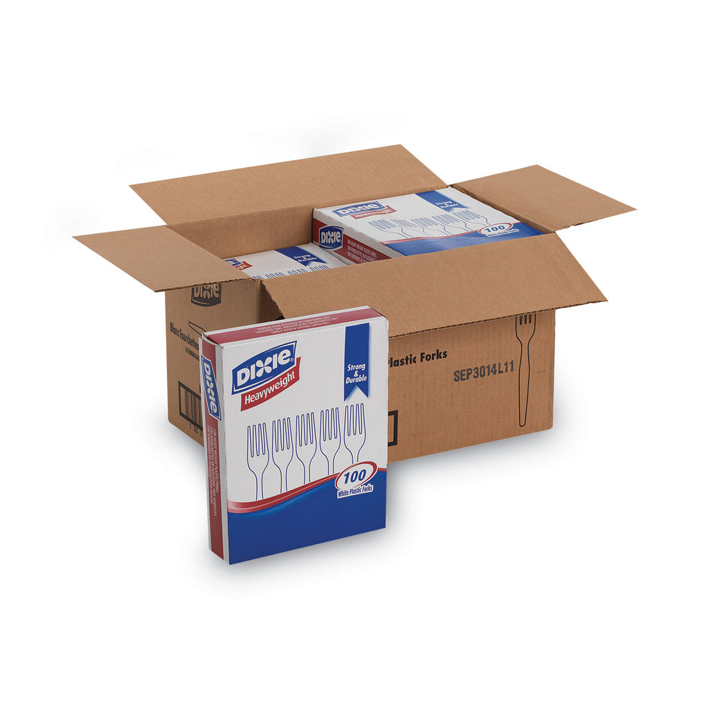 Plastic Cutlery, Heavyweight Forks, White, 1,000/Carton