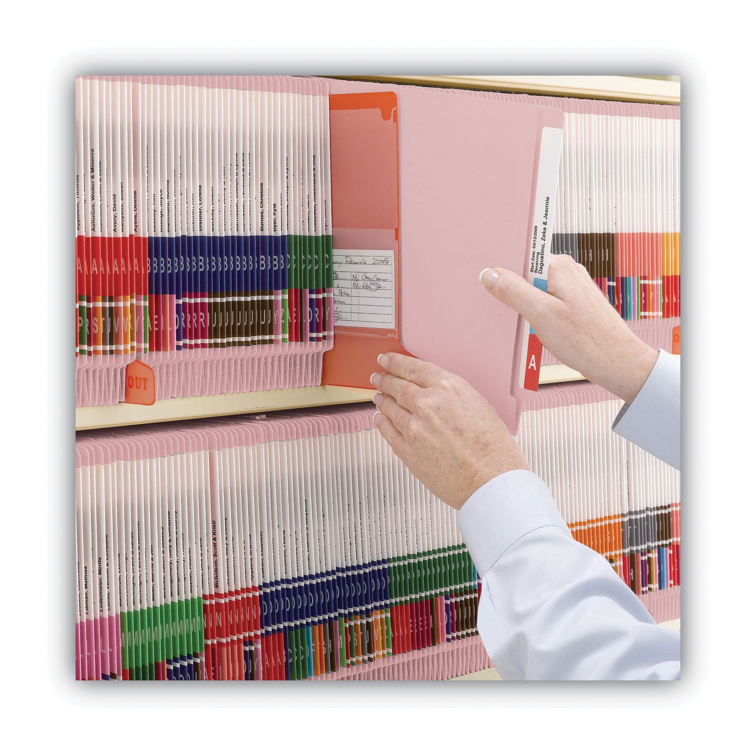 Shelf-Master Reinforced End Tab Colored Folders, Straight Tabs, Letter Size, 0.75" Expansion, Pink, 100/Box