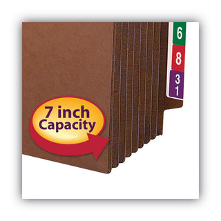 Heavy-Duty Redrope End Tab TUFF Pockets, 7" Expansion, Letter Size, Redrope, 5/Box - 