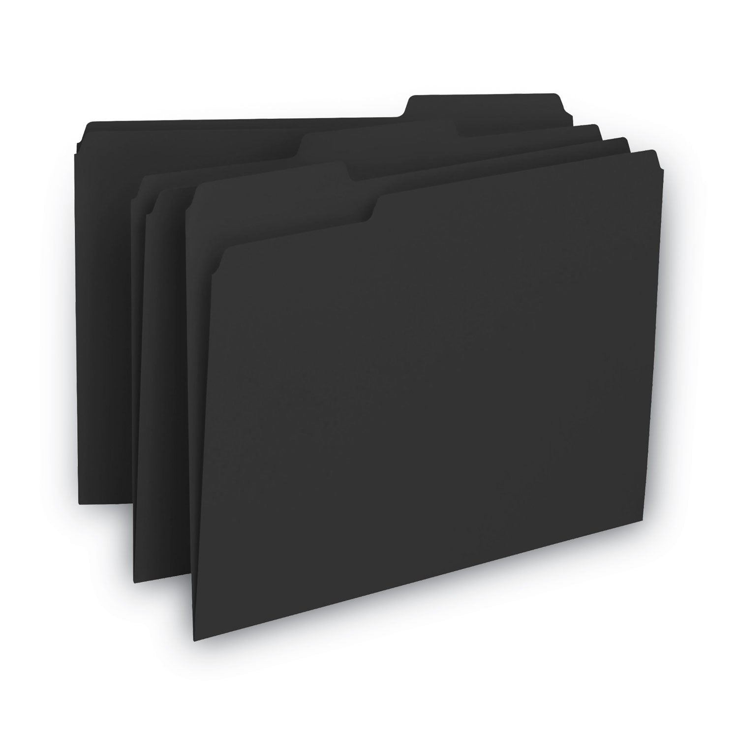 Interior File Folders, 1/3-Cut Tabs: Assorted, Letter Size, 0.75" Expansion, Black/Gray, 100/Box - 