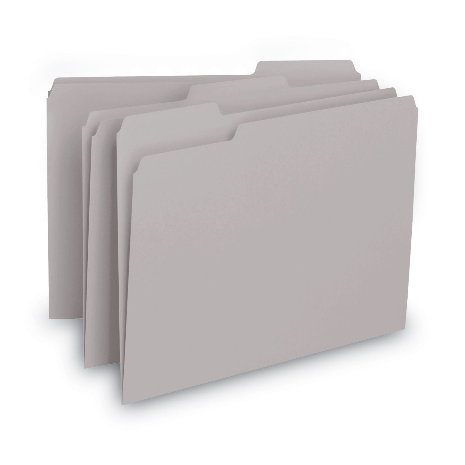 Interior File Folders, 1/3-Cut Tabs: Assorted, Letter Size, 0.75" Expansion, Gray, 100/Box - 