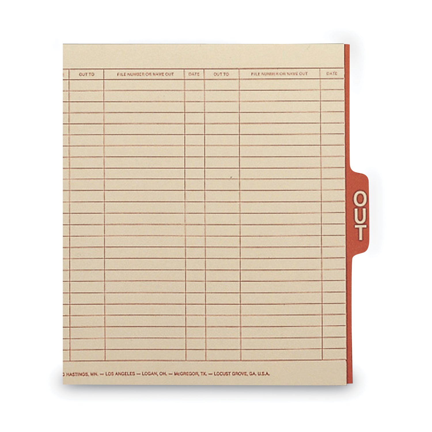 Manila Out Guides with Printed Form, 1/5-Cut End Tab, Out, 8.5 x 11, Manila, 100/Box - 