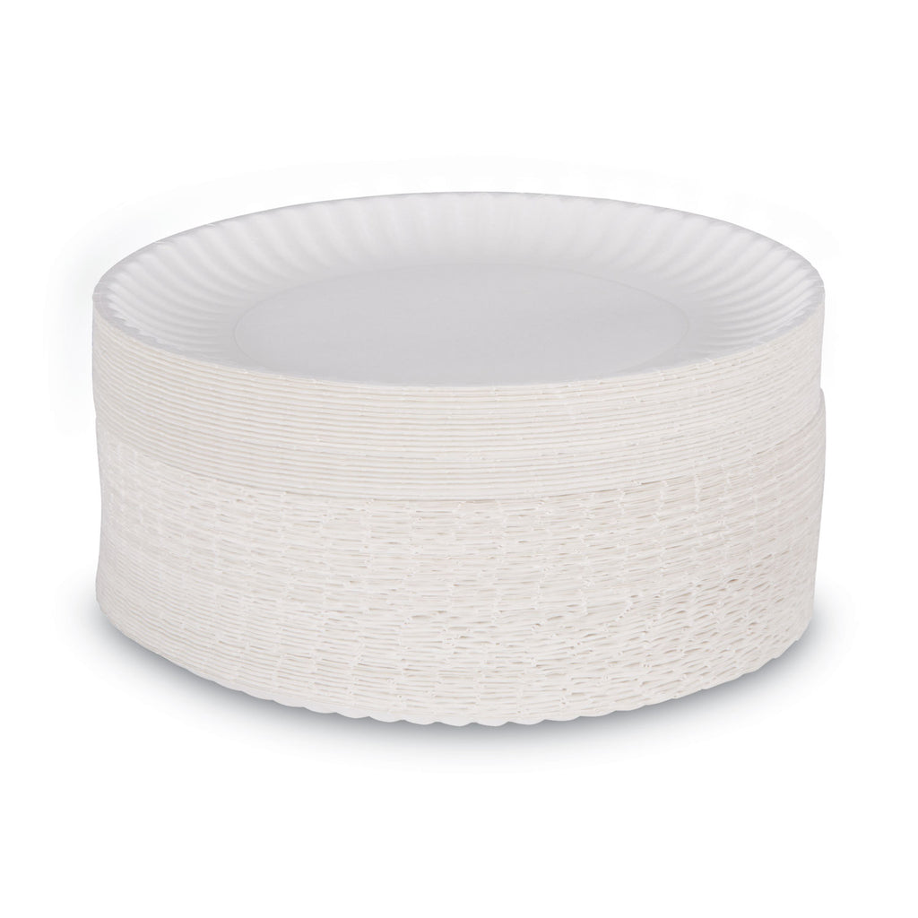 White Paper Plates, 9" dia, 250/Pack, 4 Packs/Carton - 