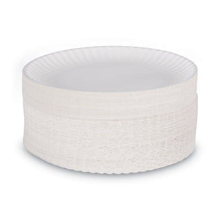 White Paper Plates, 9" dia, 250/Pack, 4 Packs/Carton - 
