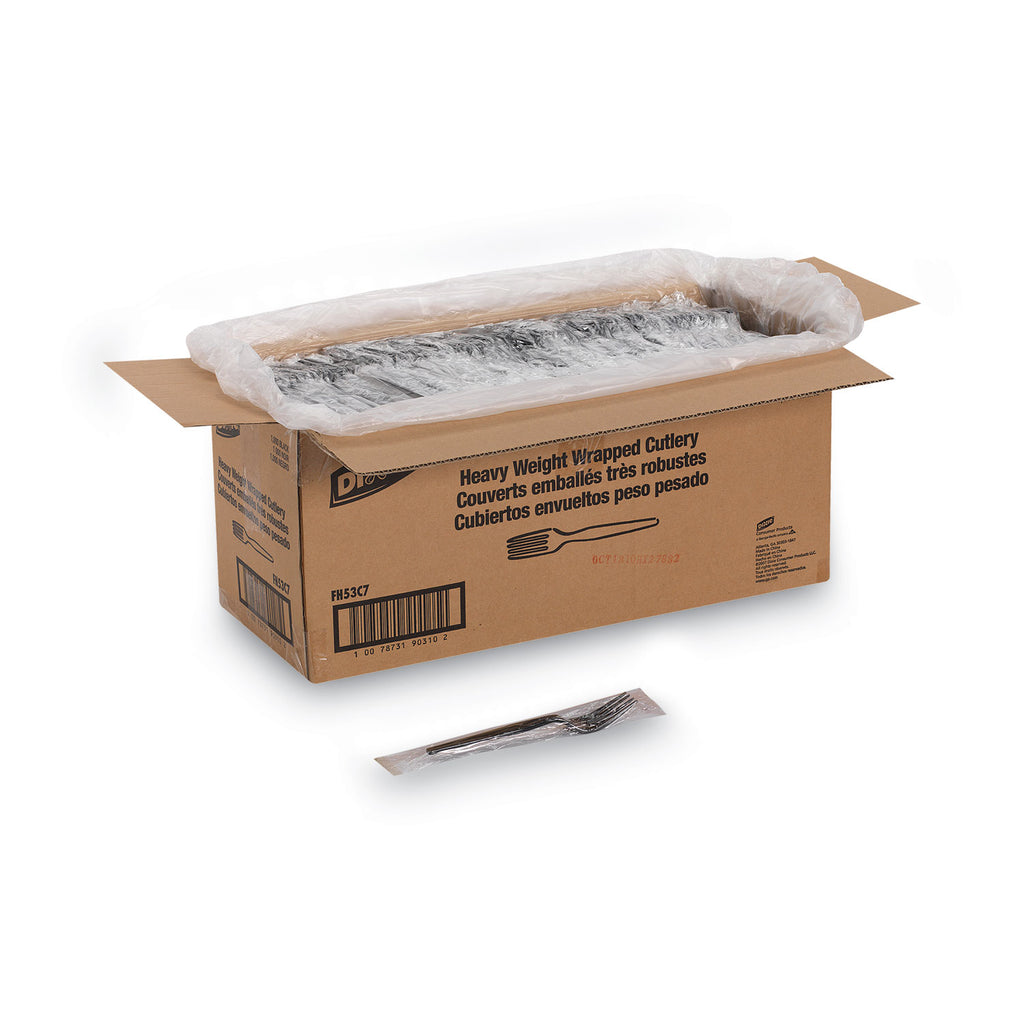 Individually Wrapped Heavyweight Forks, Polystyrene, Black, 1,000/Carton