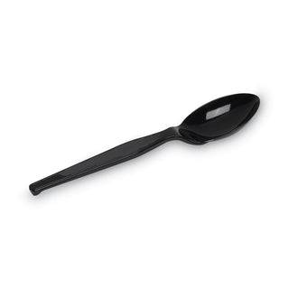 Plastic Cutlery, Heavy Mediumweight Teaspoons, Black, 100/Box - 