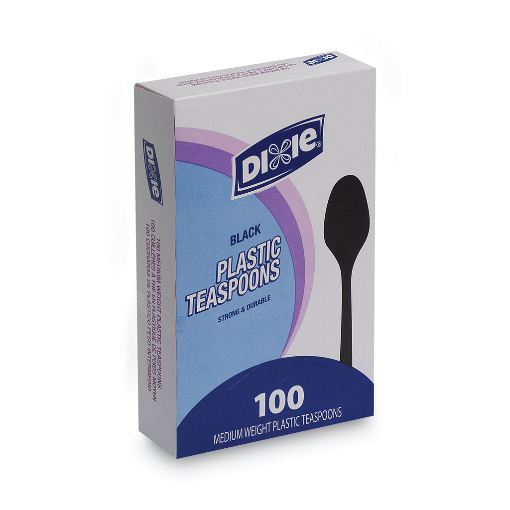 Plastic Cutlery, Heavy Mediumweight Teaspoons, Black, 100/Box - 