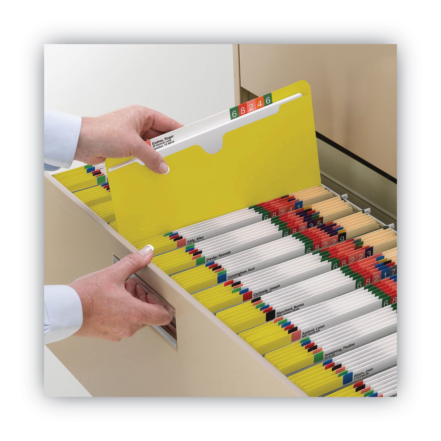 Colored File Jackets with Reinforced Double-Ply Tab, Straight Tab, Letter Size, Yellow, 50/Box - 