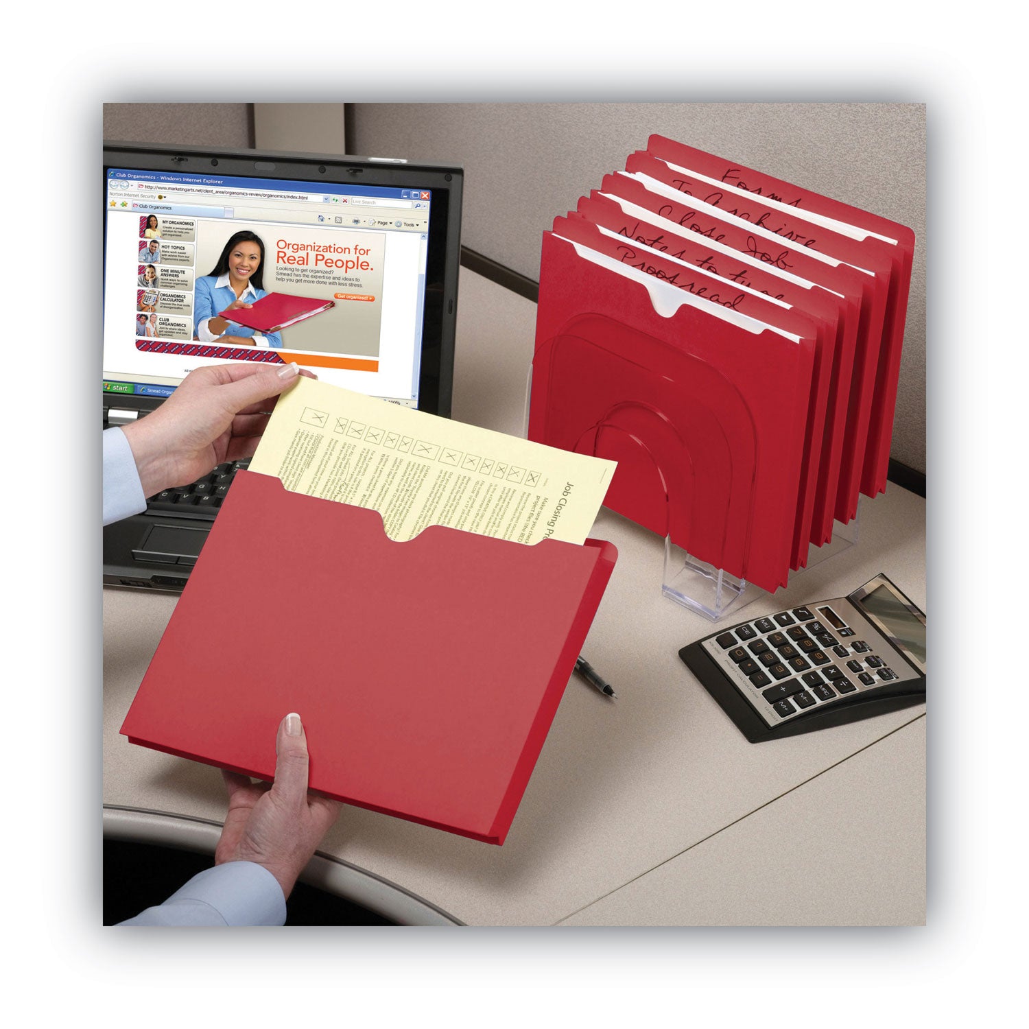 Colored File Jackets with Reinforced Double-Ply Tab, Straight Tab, Letter Size, Red, 50/Box - 