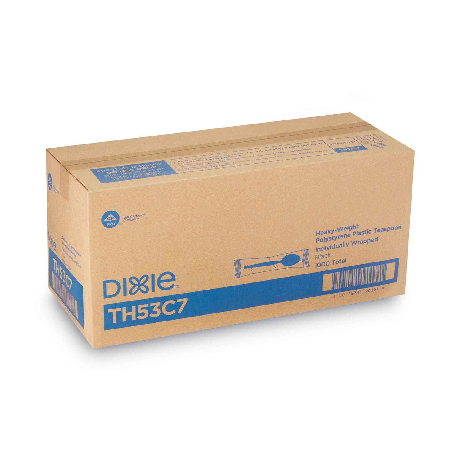 Individually Wrapped Heavyweight Teaspoons, Polystyrene, Black 1,000/Carton