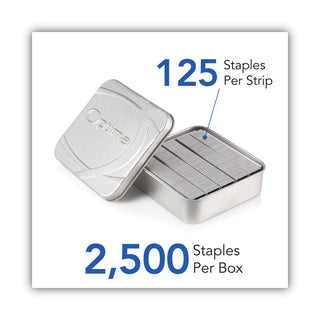 Optima High-Capacity Staples, 0.38" Leg, 0.5" Crown, Steel, 125/Strip, 20 Strips/Box