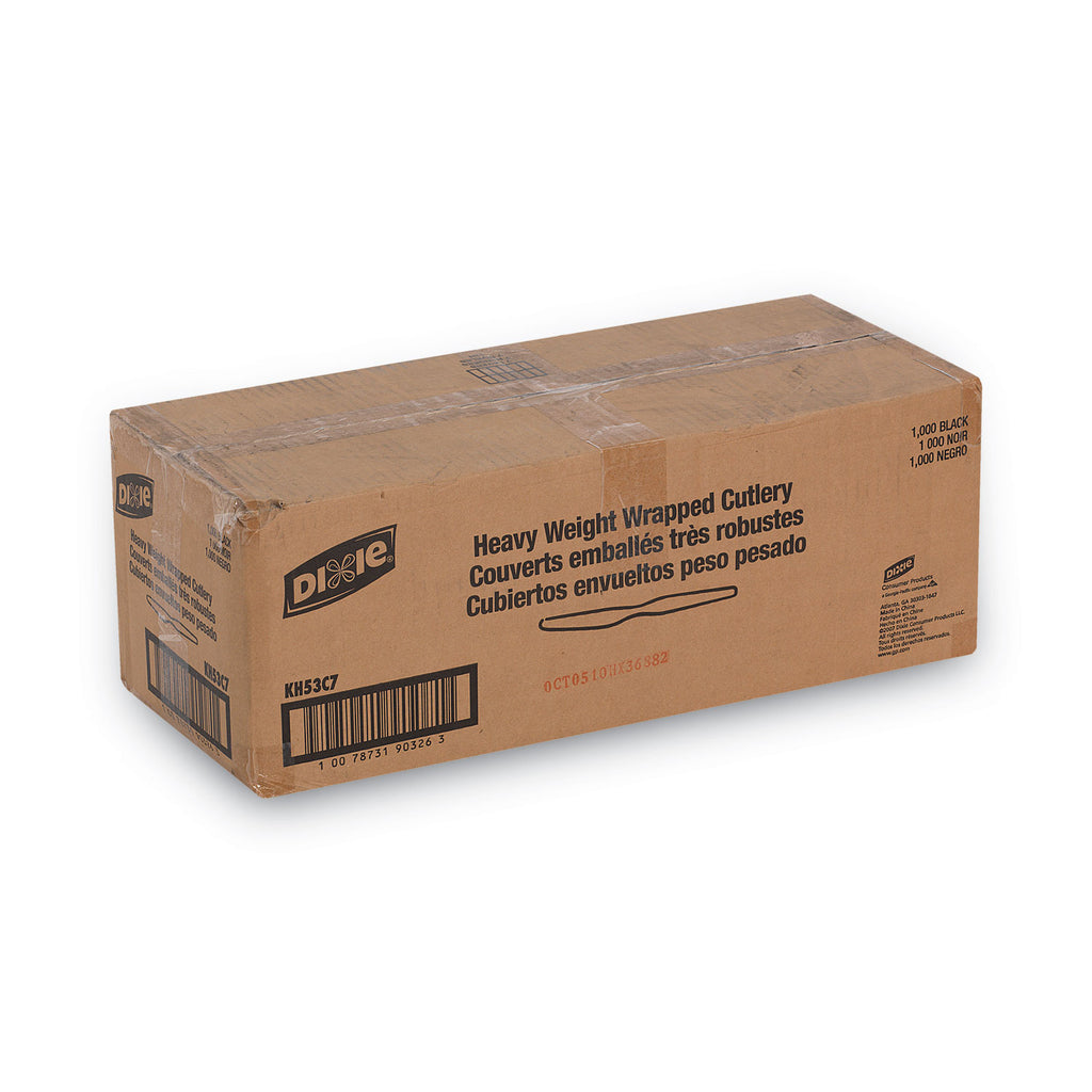Individually Wrapped Heavyweight Knives, Polystyrene, Black, 1,000/Carton