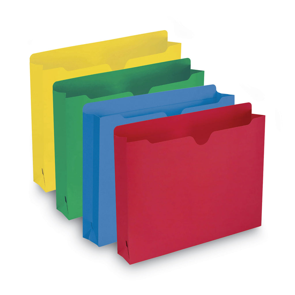 Colored File Jackets with Reinforced Double-Ply Tab, Straight Tab, Letter Size, Assorted Colors, 50/Box - 