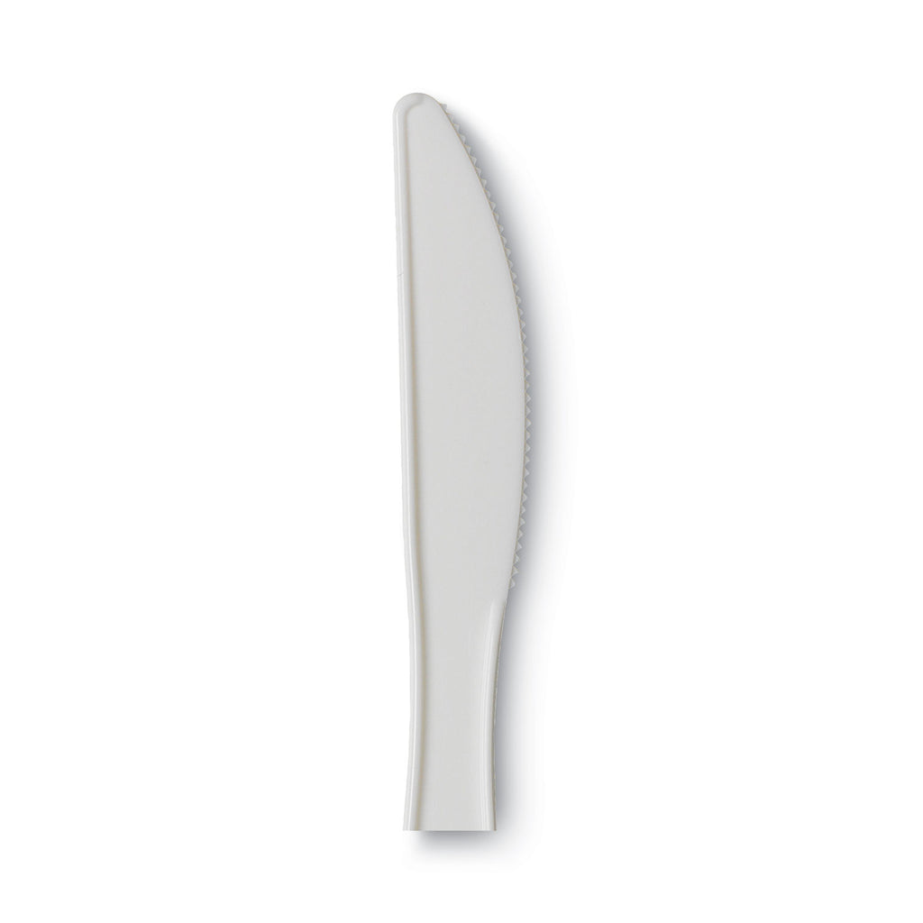 Plastic Cutlery, Mediumweight Knives, White, 1,000/Carton
