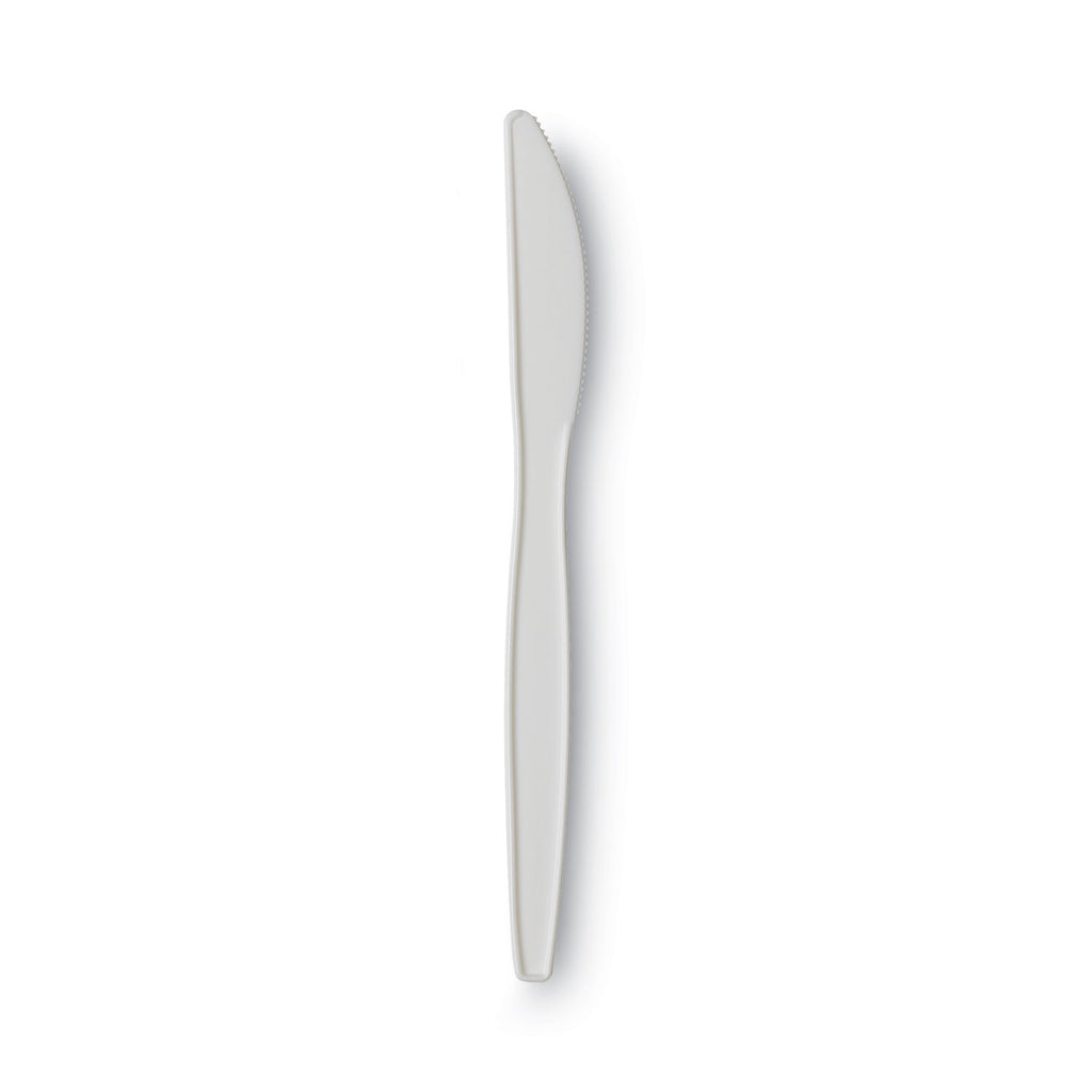 Plastic Cutlery, Mediumweight Knives, White, 1,000/Carton