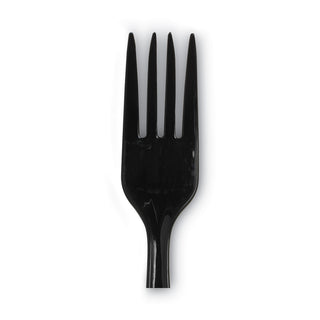 Individually Wrapped Heavyweight Forks, Polypropylene, Black, 1,000/Carton