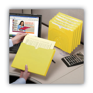 Colored File Jackets with Reinforced Double-Ply Tab, Straight Tab, Letter Size, Yellow, 50/Box - 