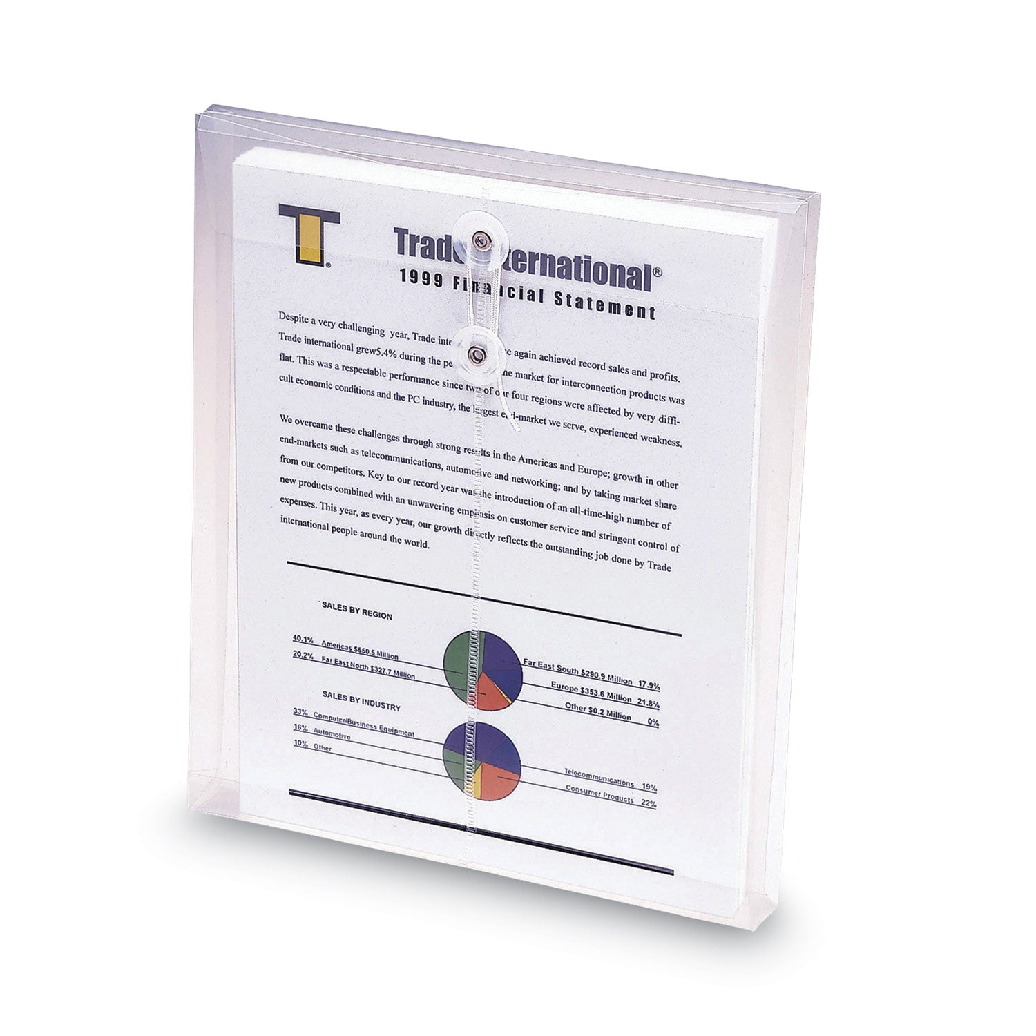 Poly String and Button Interoffice Envelopes, Open-End (Vertical), 9.75 x 11.63, Clear, 5/Pack