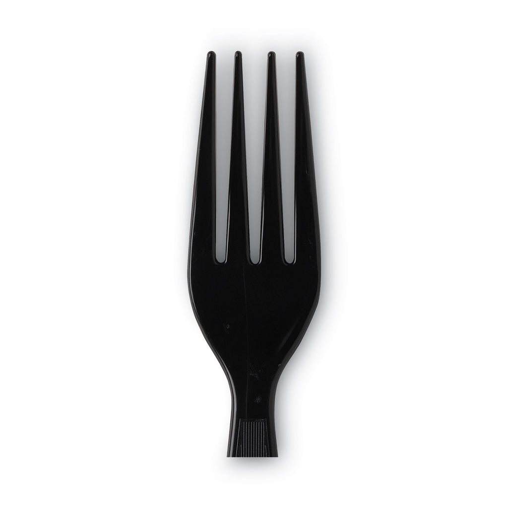 Individually Wrapped Heavyweight Forks, Polystyrene, Black, 1,000/Carton
