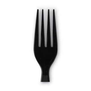 Individually Wrapped Heavyweight Forks, Polystyrene, Black, 1,000/Carton