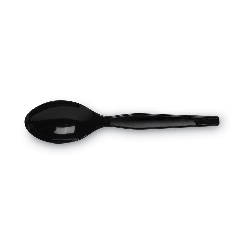 Plastic Cutlery, Heavy Mediumweight Teaspoons, Black, 100/Box - 
