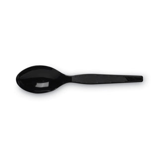 Plastic Cutlery, Heavy Mediumweight Teaspoons, Black, 100/Box - 