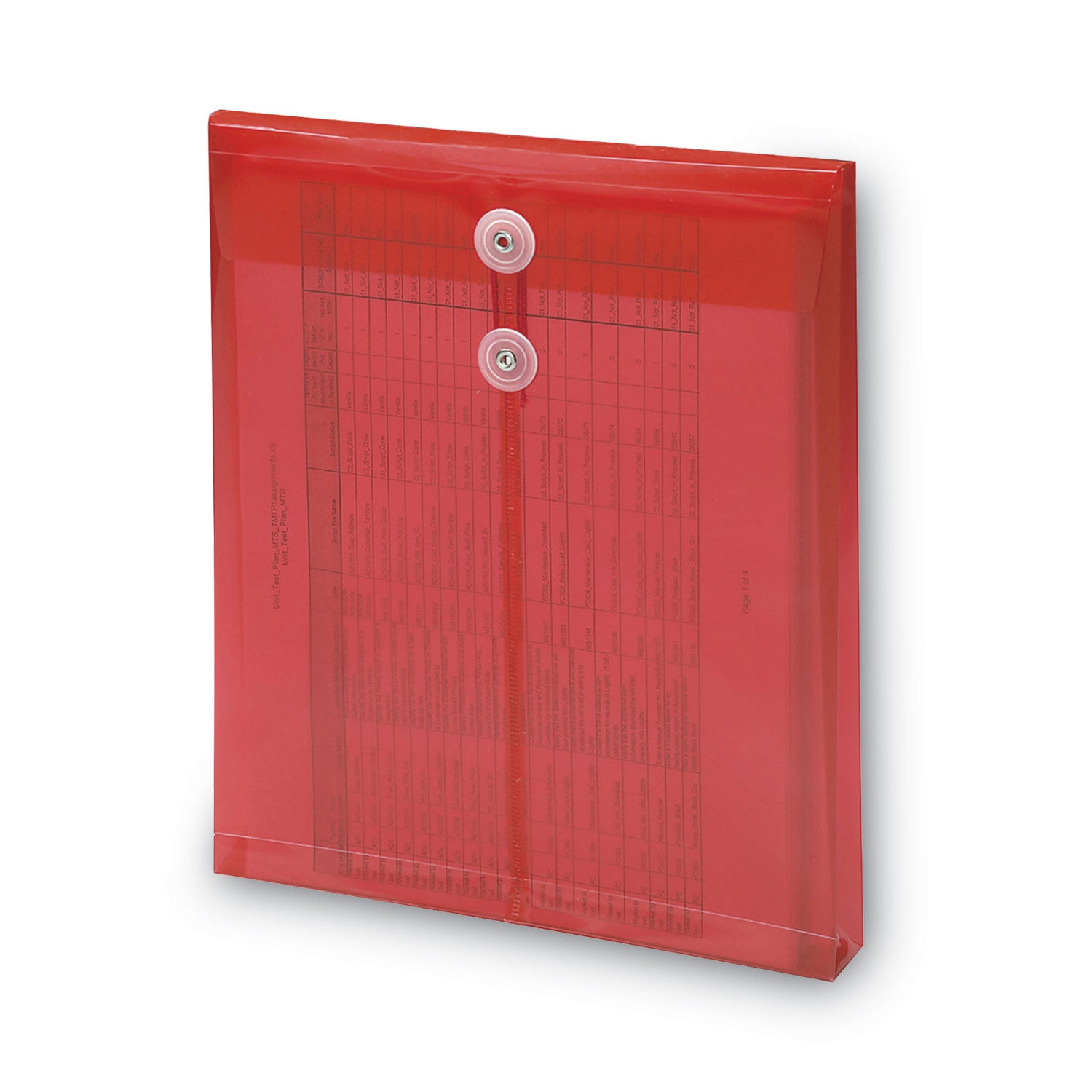 Poly String and Button Interoffice Envelopes, Open-End (Vertical), 9.75 x 11.63, Transparent Red, 5/Pack - 