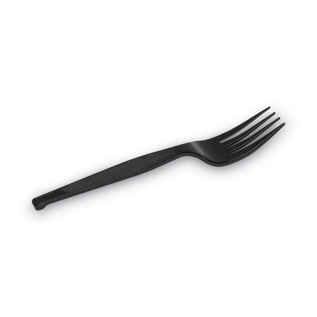 Individually Wrapped Heavyweight Forks, Polypropylene, Black, 1,000/Carton