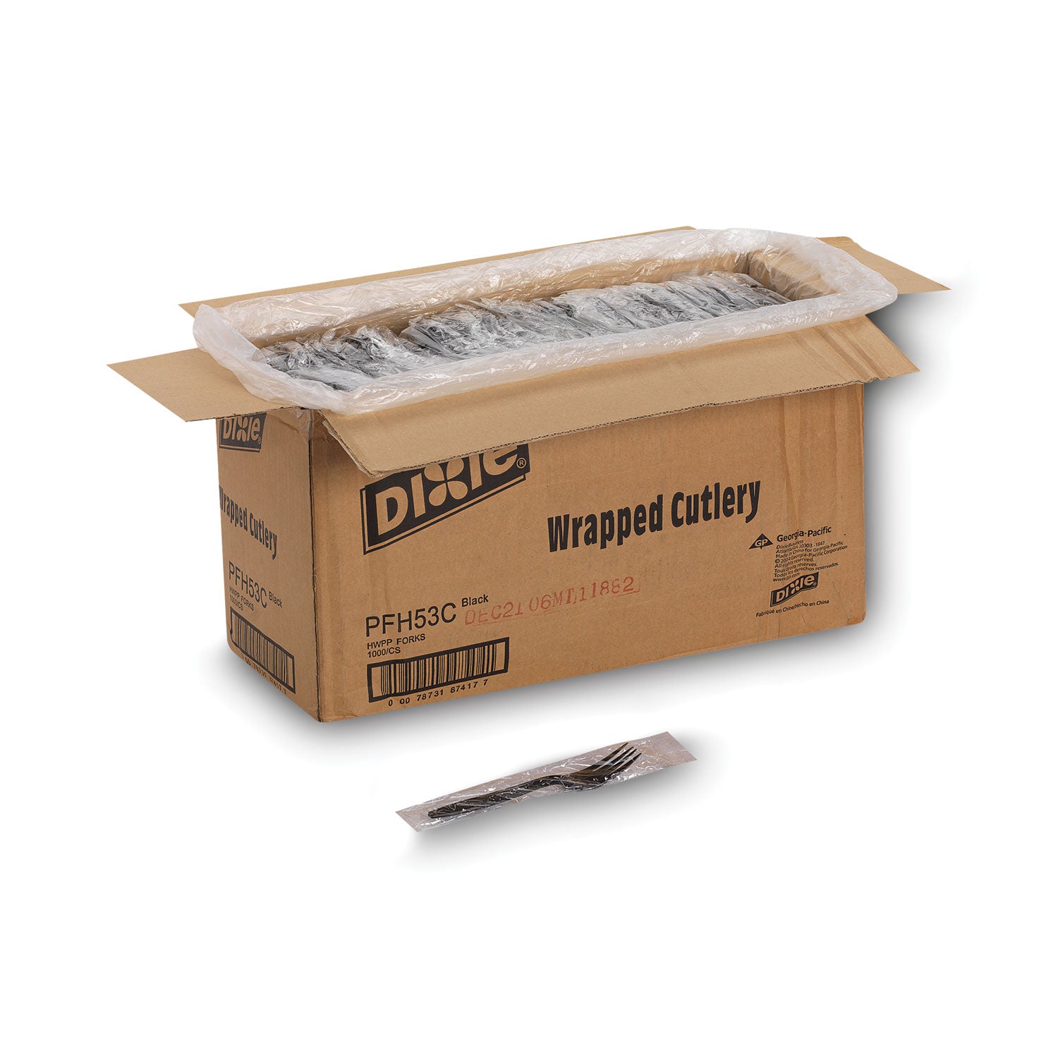 Individually Wrapped Heavyweight Forks, Polypropylene, Black, 1,000/Carton