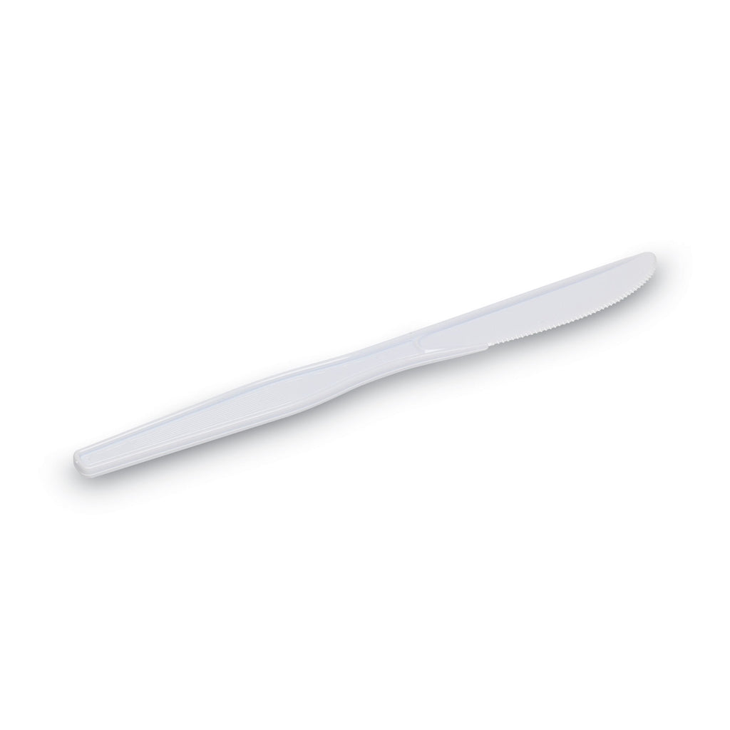 Plastic Cutlery, Heavyweight Knives, White, 1,000/Carton