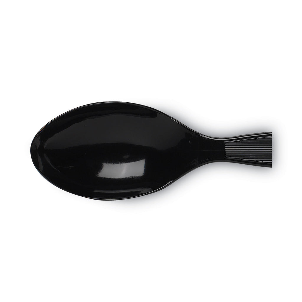 Plastic Cutlery, Heavy Mediumweight Teaspoons, Black, 100/Box - 