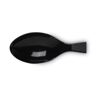 Plastic Cutlery, Heavy Mediumweight Teaspoons, Black, 100/Box - 