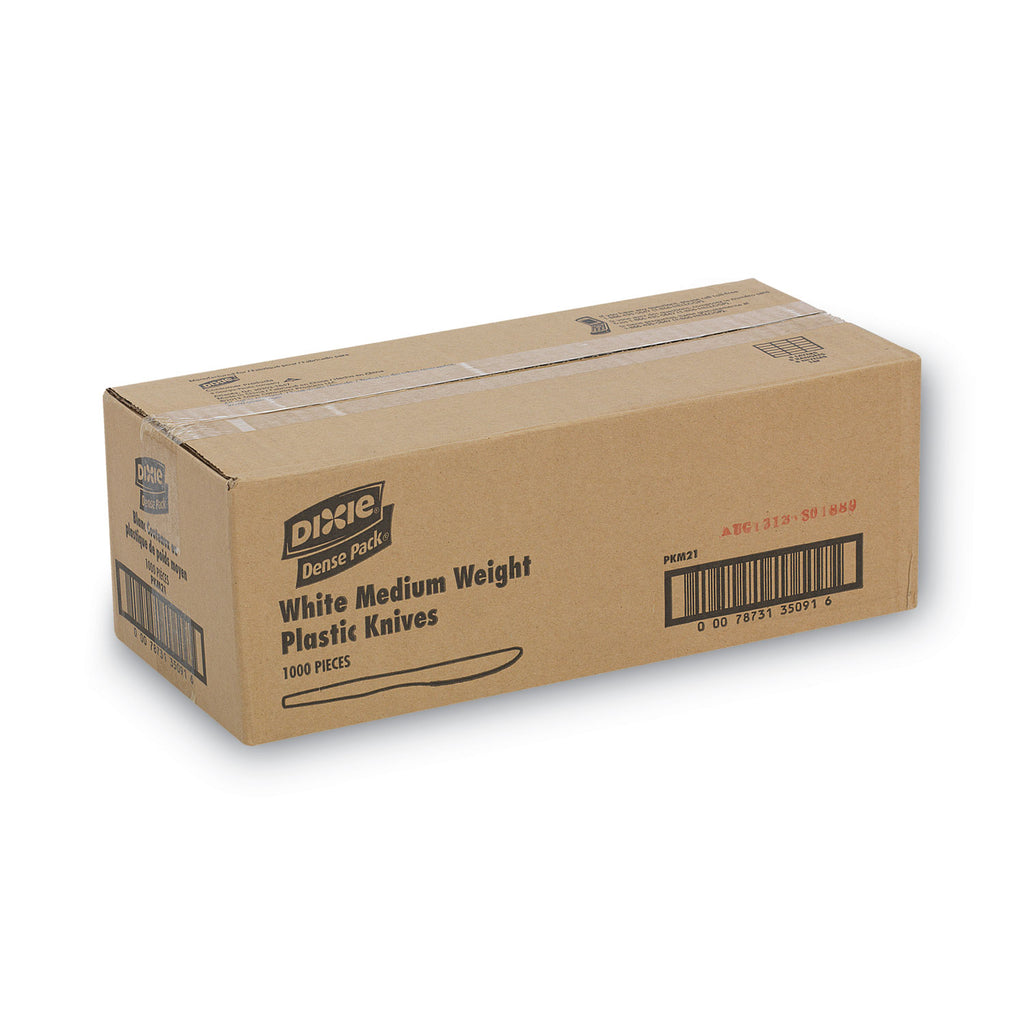 Plastic Cutlery, Mediumweight Knives, White, 1,000/Carton