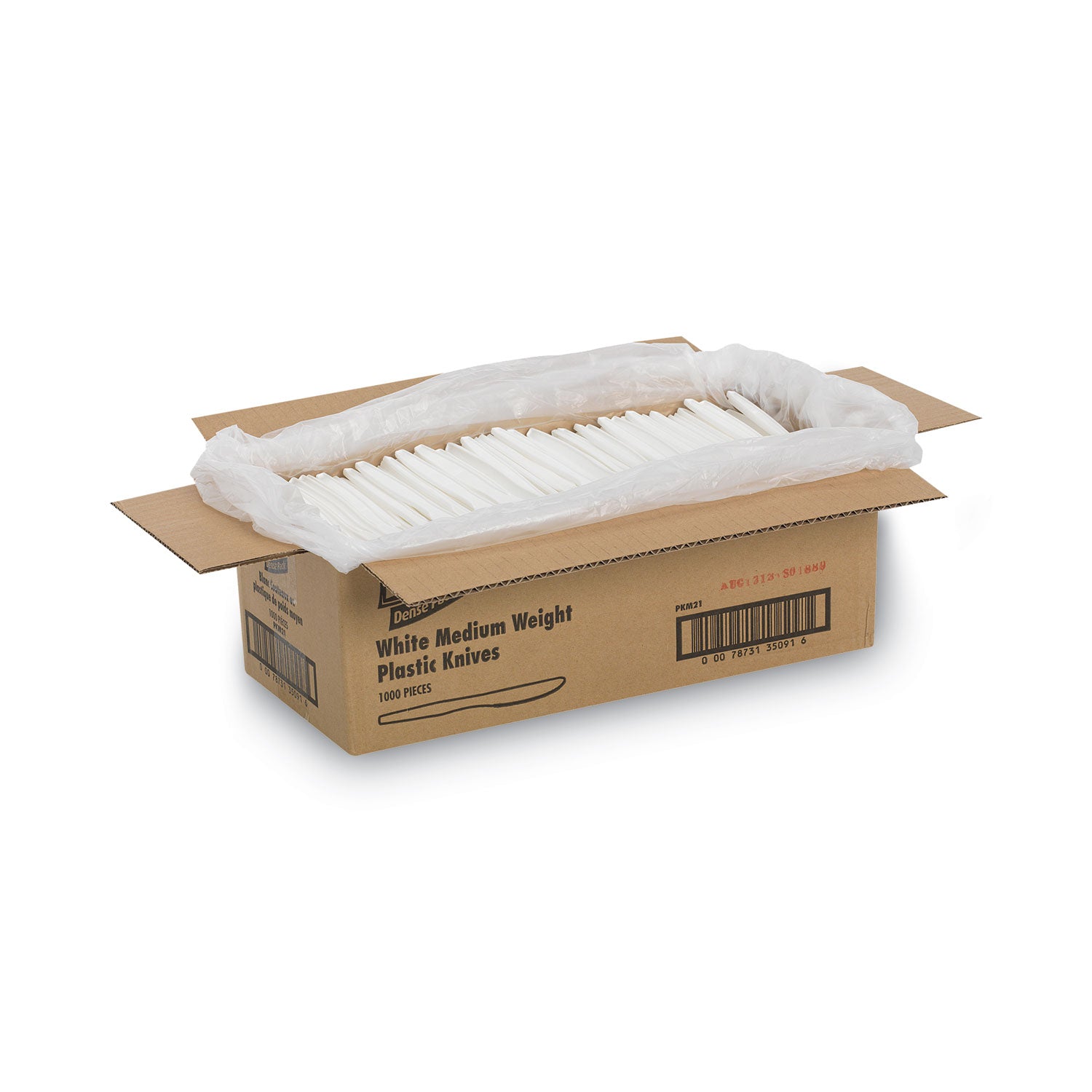 Plastic Cutlery, Mediumweight Knives, White, 1,000/Carton - 