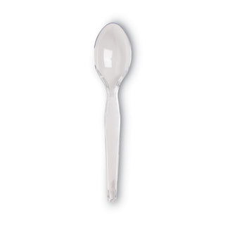 Plastic Cutlery, Heavyweight Teaspoon, Crystal Clear, 6", 1,000/Carton
