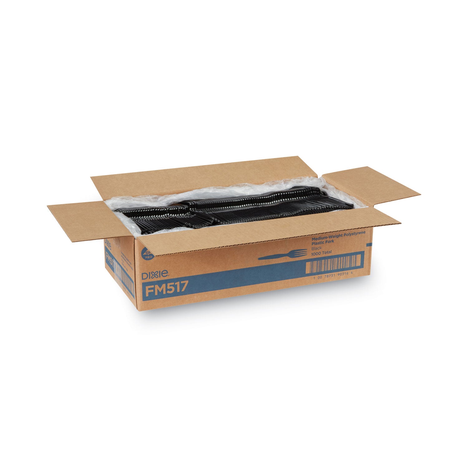 Plastic Cutlery, Heavy Mediumweight Forks, Black, 1,000/Carton - 