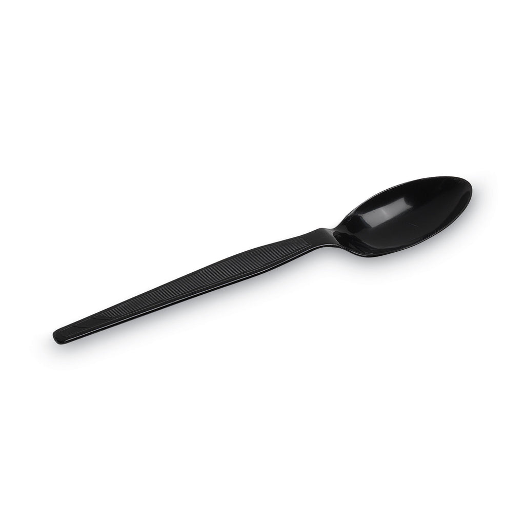 Individually Wrapped Heavyweight Teaspoons, Polystyrene, Black 1,000/Carton