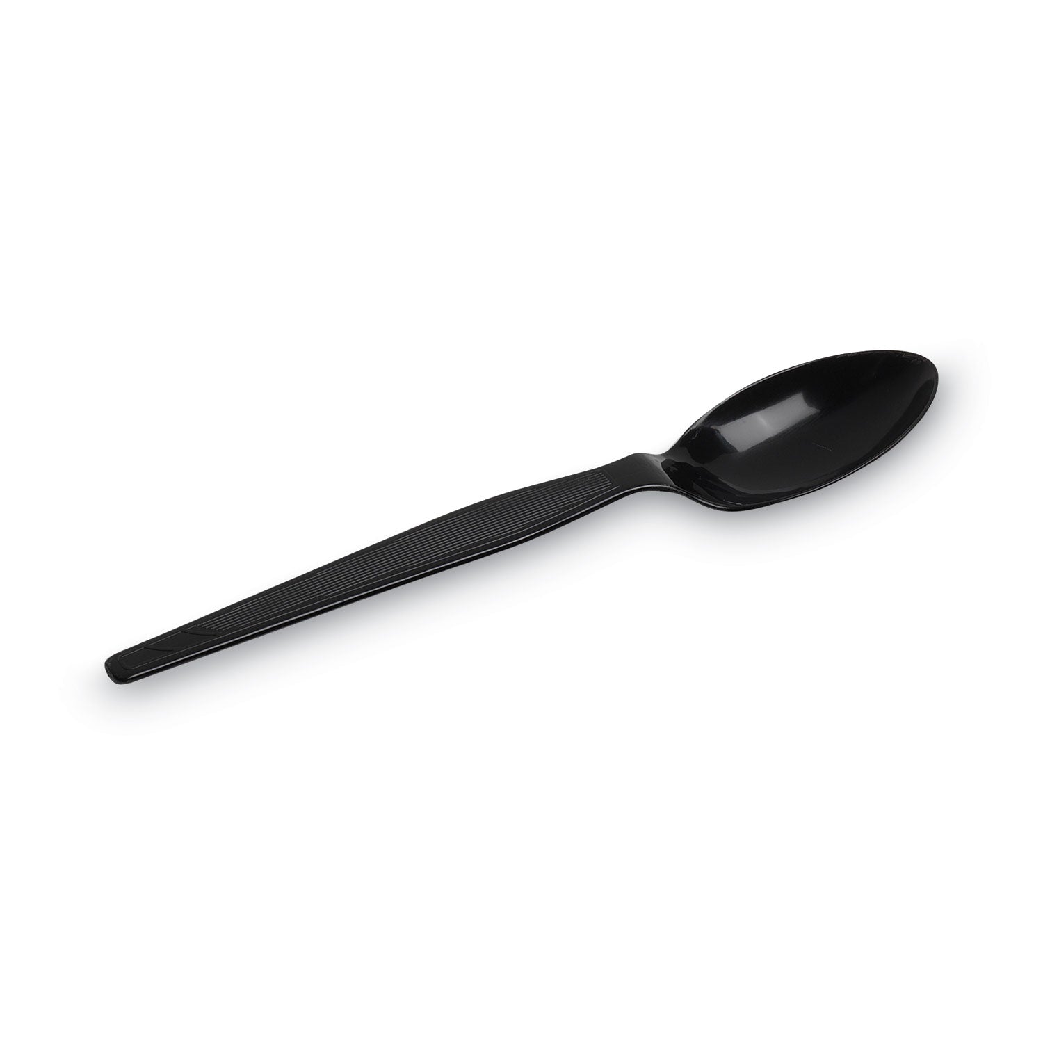 Individually Wrapped Heavyweight Teaspoons, Polystyrene, Black 1,000/Carton