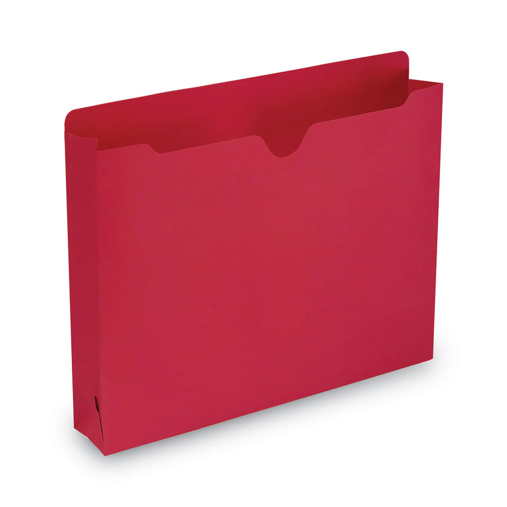 Colored File Jackets with Reinforced Double-Ply Tab, Straight Tab, Letter Size, Red, 50/Box