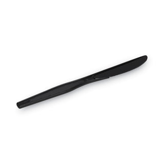 Plastic Tableware, Heavy Mediumweight Knives, Black, 100/Box