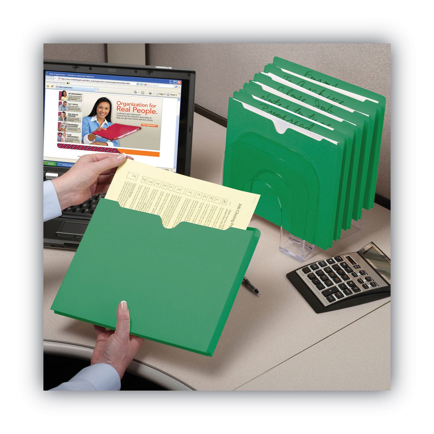 Colored File Jackets with Reinforced Double-Ply Tab, Straight Tab, Letter Size, Green, 50/Box - 