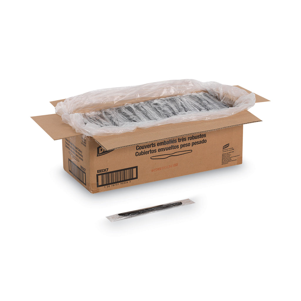 Individually Wrapped Heavyweight Knives, Polystyrene, Black, 1,000/Carton