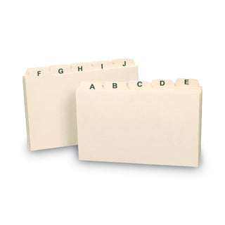 Manila Card Guides, 1/5-Cut Top Tab, A to Z, 3 x 5, Manila, 25/Set