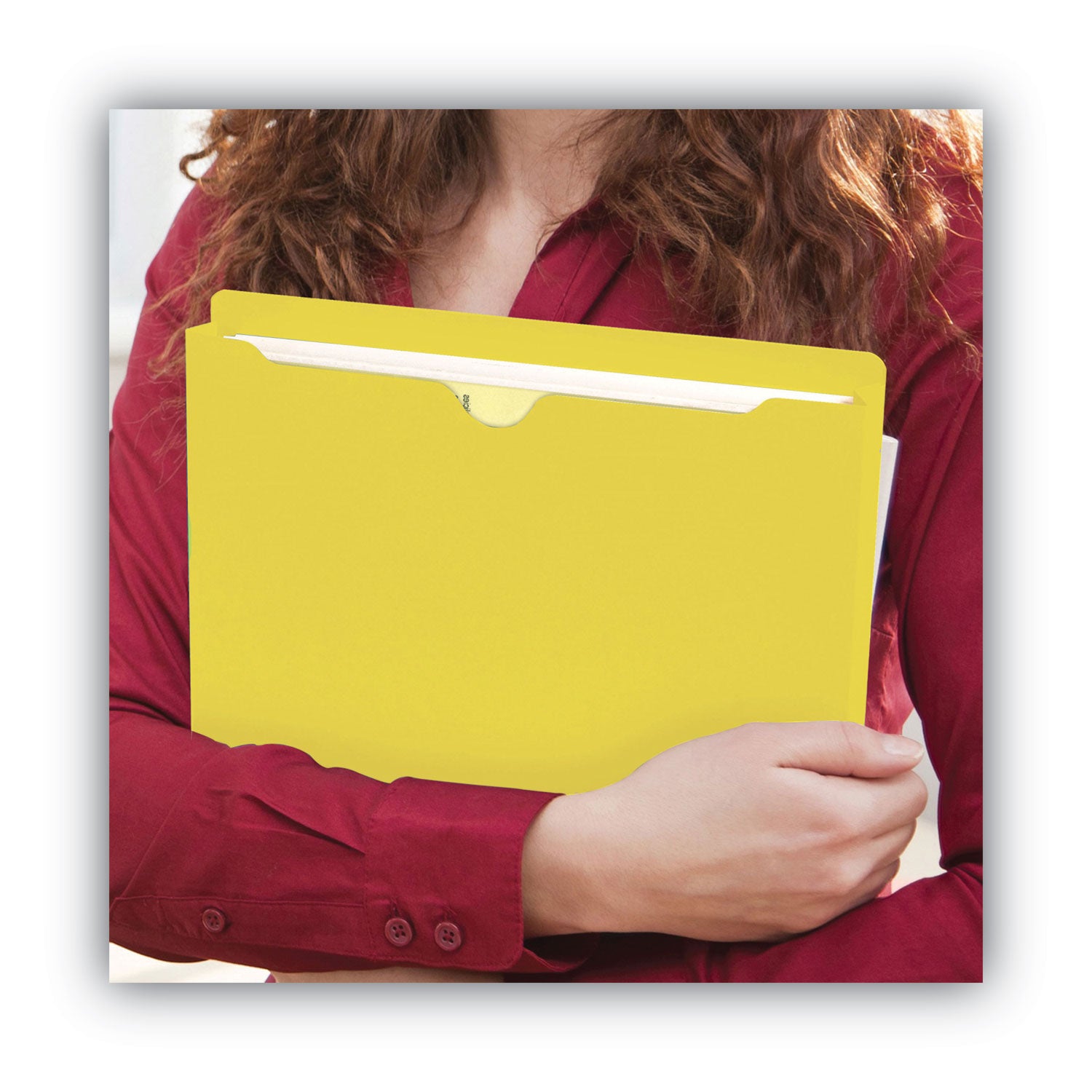 Colored File Jackets with Reinforced Double-Ply Tab, Straight Tab, Letter Size, Yellow, 50/Box - 