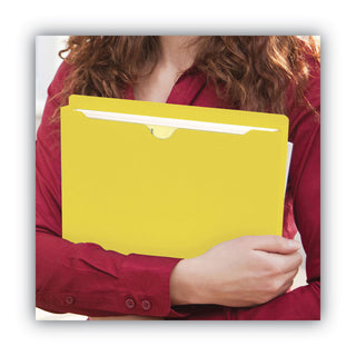 Colored File Jackets with Reinforced Double-Ply Tab, Straight Tab, Letter Size, Yellow, 50/Box - 