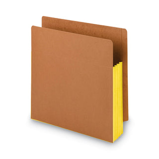 Redrope Drop-Front End Tab File Pockets, Fully Lined 6.5" High Gussets, 3.5" Expansion, Letter Size, Redrope/Yellow, 10/Box - 